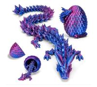 HATFRYF 3D Printed Dragon Egg with Dragon Inside, 3D Printed Fidget Toy, Desk Decoration Craft Ornament Children and Adults Gift Easter Carnival (Silk Red Blue)
