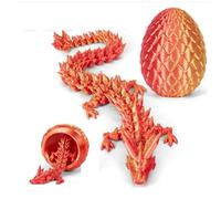 HATFRYF 3D Printed Dragon Egg with Dragon Inside, 3D Printed Fidget Toy, Desk Decoration Craft Ornament Children and Adults Gift Easter Carnival (Silk Red Gold)