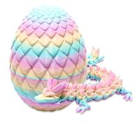 HATFRYF 3D Printed Dragon Egg with Dragon Inside, 3D Printed Fidget Toy, Desk Decoration Craft Ornament Children and Adults Gift Easter Carnival (rainbow)
