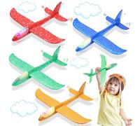 HATFRYF 4 Pack LED Airplane Toy, 24cm Throwing Glider Plane, Foam Plane Airplane, Aeroplane Toys, Dual Flight Mode Aeroplane, Outdoor Sport Game Toys, Gifts