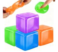 HATFRYF 4 Pcs Fidget Toys Squishy Stress Cube, Solid Ice Cube High Density Malt Sugar Filled Squishy Stress Relief Toys Autism Fidget Balls Sensory Anxiety Relief Item for Adults C