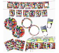 HATFRYF 66pcs International Flags Tableware Set, International Flags Decorations Plates and Napkins for Travel Trip Around the Globe Retirement,School, Sports Events, Grand Opening, Party Gift