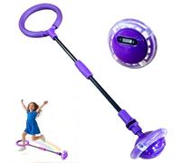 HATFRYF Ankle Skip Ball for Kids with Counter, Timer, Flash Wheel Skip Balls, Girl Birthday Gifts for Age 12+, Rechargeable Foldable Sports Toy Skip it Toy for Kids Xmas Present (Purple)
