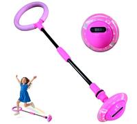 HATFRYF Ankle Skip Ball for Kids with Counter, Timer, Flash Wheel Skip Balls, Girl Birthday Gifts for Age 5 6 7 8 9 10+, Rechargeable Foldable Sports Toy Skip it Toy for Kids Xmas Present Pink