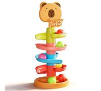 HATFRYF Ball Tower Toy, Ramp Balls Drop Toy, 5 Stack Ball Track with 6 Balls, Colorful Rolling Tower, Montessori Toys for Toddler, Funny Puzzle Game, Sensory Educational Toys for 3+ Year Old