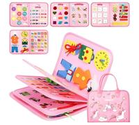 HATFRYF Busy Board Book, Busy Board for Toddlers, Learning Activity Sensory Board, Felt Educational Toys, Sensory Toys for Toddlers, Car Airplane Travel Toy for Girls & Boys