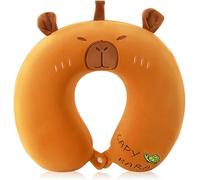 HATFRYF Capybara Neck Pillow for Travel, Soft Memory Foam Neck Support Pillows, U-Shaped Pillow with Adorable Design Travel Pillows for Office, Planes, Trains-Brown