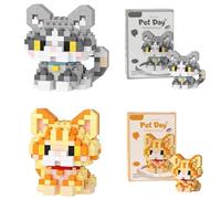 HATFRYF Cat Building Blocks Set, 3D Puzzle Buildings Toys, Creativity 3D Particle Micro Buildings, DIY Home Decor, Party Bag Fillers, Birthday Party Gift 2 PCS