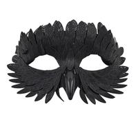 HATFRYF Half Face Bird Mask, Venetian Mask, Crow Mask with False Feather Beaks for Men and Women,Halloween Carnival Party Costume