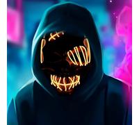 HATFRYF Halloween Scary Skull Mask, Terrifying Masks, Terror Mask, Horror Face Masks for Adults Kids, Rave Party Accessory, Halloween Christmas Carnival Festival Gear(Orange)