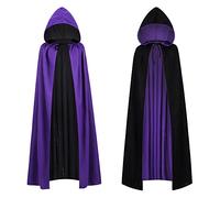 HATFRYF Halloween Vampire Cape, Reversible Cape for Adults and Kids, Unisex Reversible Hooded Cloak, Cosplay Masquerade Witch Costume