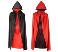 HATFRYF Halloween Vampire Cape, Unisex Reversible Hooded Cloak, Halloween Black Hooded Cloak, Masquerade Party Cosplay Costume