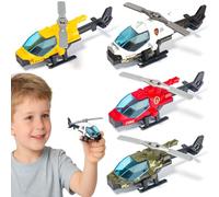 HATFRYF Helicopter Toy, Mini Helicopter Models, Airplane Toys Plane Playset, Model Airplane, Educational Playset for Kids, Classroom Rewards Party Favors, Gifts for Kids - 4 Pcs