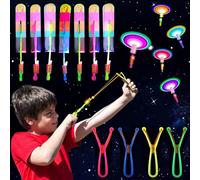 HATFRYF LED Light Slingshot Toy, 20PCS Rocket Helicopter Flying Toys with LED Lights, Flying Toy Party Set, Glow in The Dark Toys, Teen Party Bag Fillers, Kids Outdoor Toyss, Partys Favors