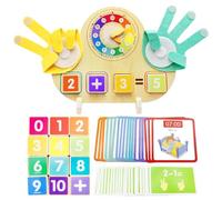 HATFRYF Montessori Math Toy for Kids, Counting Manipulatives with Clock Finger Routine Cards, Finger Counting Math Toy, Math Game Set for Learn Counting & Time