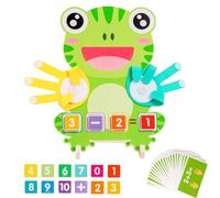 HATFRYF Montessori Math Toy for Kids, Frog Counting Game with Number Blocks & Cards, Wooden Math Counting Toys, Math Game Set for Early Literacy and Numeracy