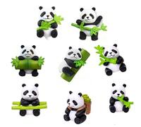 HATFRYF Panda Figures, 8 pcs Panda Ornaments, Animals Figures, Miniature Panda Decor Fairy Garden Animals for Plant Pots Bonsai Craft, Micro Landscaping Decoration, Cake Decoration