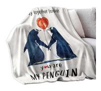 HATFRYF Penguin Couple Romantic Blanket, Romantic Blanket for Wedding Anniversary, Wedding Anniversary Presents for Him Her Wife Husband, Birthday Gifts for Couples - 100 × 130 cm