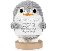 HATFRYF Positive Crochet Penguin Doll, Pocket Penguin Emotional Support Plush Mini Funny, Handmade Crochet Animals with Positive Card, Gifts for Women Men Birthday Presents