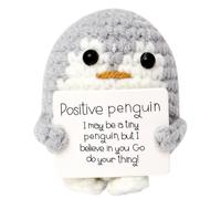 HATFRYF Positive Penguin Doll, Pocket Penguin Emotional Support Plush Mini Funny, Handmade Crochet Animals with Positive Card, Gifts for Women Men Birthday Presents