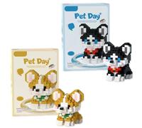 HATFRYF Puppy Building Blocks, 2 PCS Creativity 3D Particle Micro Buildings, DIY Bricks Home Decor, Party Bag Fillers, Birthday Party Gift