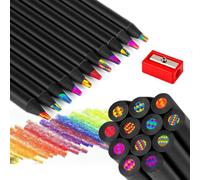 HATFRYF Rainbow Pencils, 12 Colouring Pencils, Art Supplies Drawing Coloured Pencils, Wooden Multi-Color Pencil, with Pencil Sharpener, Gifts for Adults & Artists