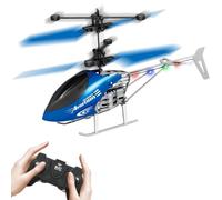 HATFRYF RC Helicopter, Remote Control Helicopters, Aircraft Model Helicopters, One Key Take Off and Landing, Easy to Fly Indoor and Outdoor Radio RC Flying Birthday Presents - Blue for S