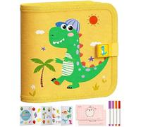 HATFRYF Reusable Scribble Book and Markers, Portable Doodle - Sketchpad with Markers, Kids Doodle Learning Kit, Interactive Doodle Pad for Travel Classroom Home Learning (Dinosaur)