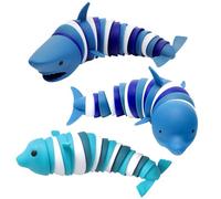 HATFRYF Shark Fidget Toy, 3 Pieces Articulated Fidget Toys, Sensory Shark 3D, Articulated Dolphin Flexible Decompression toy for Relaxing, Sensory Caterpillar Stress Relief Toys for Kids Age 3+