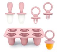 HATFRYF Silicone Ice Lolly Mould for Baby, 6 Pcs Popsicle Mold Set for Toddlers, Silicone Ice Lolly Moulds with Sticks, Ice Cream Moulds Kit for Infants 6+ Months Teething Relief Baby Essentials