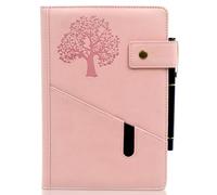 HATFRYF Thick A5 Journal Notebook Lined, 360 Pages Leather Hardcover College Lined Journal Notepad, Notebook and Pen Set, 100GSM Paper, for Work Office School, 5.7" X 8.5", Coral Pink