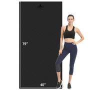 Hatha Yoga Extra Long TPE Yoga Mat 79" x 40” x 1/2" Thick Non-slip Exercise Mat for Home Gym Use, Yoga, Pilates, Fitness & Workouts (Black)