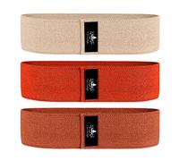 Hatha Yoga Large Resistance Band,14.5" x3.15",Fabric Exercise Loop Bands with Instruction Guide and Carry Bag, Set of 3.
