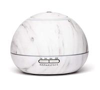 Hathaspace Marble Essential Oil Aroma Diffuser, 350ml Aromatherapy Fragrance Diffuser & Ultrasonic Cool Mist Room Humidifier with Intermittent Function, 7-Color Ambient Light, BPA-Free (White)