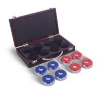 Hathaway Shuffleboard Pucks with Case (Set of 8), Dark Cherry Finish
