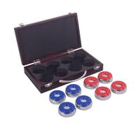 Hathaway Shuffleboard Pucks with Case (Set of 8), Dark Cherry Finish