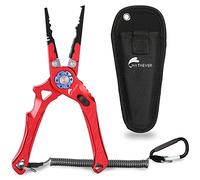 Hathever Fishing Pliers, Upgraded Saltwater Resistant Hook Remover Fishing Gear with Safety Lock, 7.6" Split Ring Pliers Tungsten Carbide Cutters with Sheath and Lanyard