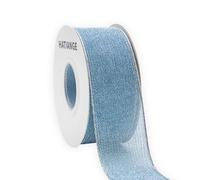 HATIANGE Dusty Blue Metallic Wired Ribbon 3.8CM x 10 Meters for Christmas Home Decor Tree Topper Bow Gift Wrapping DIY Crafts Wreath Garland Wedding