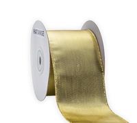 HATIANGE Metallic Wired Ribbon Reversible Gold Silver Lame for Christmas Decoration 2-1/2 Inch X 10 Yards