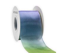 HATIANGE Rainbow Wired Sheer Ribbon, 6.3CM X 10 Meters, Organza Chiffon Ribbon for Gift Wrapping, Crafts, Party Decoration