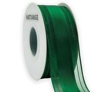 HATIANGE Wired Grosgrain Ribbon Green Stripes Ribbon, 3.8CM Width x 10 Meters, for Craft Projects, DIY, Gift Bow,Wedding,Cake Wrap,Tree Decoration,Wreath