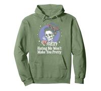 Hating Me Wont Make You Pretty Pullover Hoodie, Adult Unisex, Sage Green, Medium