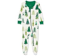 Hatley Baby Girls' Organic Cotton Footed Sleepsuit Toddler Sleepers, Glow-in-The-Dark Christmas Trees, 6-9 Months