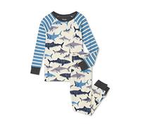 Hatley Boy's Organic Cotton Raglan Sleeve Pyjama Set Pajama, Shark School, 2 Years