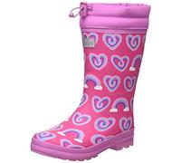 Hatley Girl's Printed Sherpa Lined Rain Boots,Twisty Rainbow Hearts,4 UK Toddler