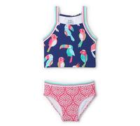 Hatley Girls Sleeveless Two Piece Tankini Set Swimsuit, Tropical Birds, 12 Years