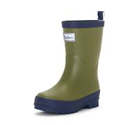 Hatley Kids' Classic Wellington Rain Boots, Matte Forest Green & Navy, 8 UK Child