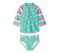 Hatley Kids Girls Two-Piece Rash Guard Set Swimsuit, Rainbow Palm, 6 Years