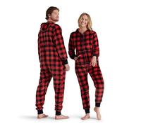 Hatley Little Blue House Women's Hooded Fuzzy Fleece Family Jumpuits Onesie, Red (Adult Jumpsuit-Plaid), Small, US6PLAD002