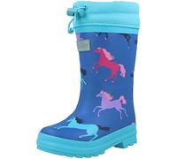 Hatley Sherpa Lined Printed Wellington Rain Boots, Prancing Horses, 9 UK Child